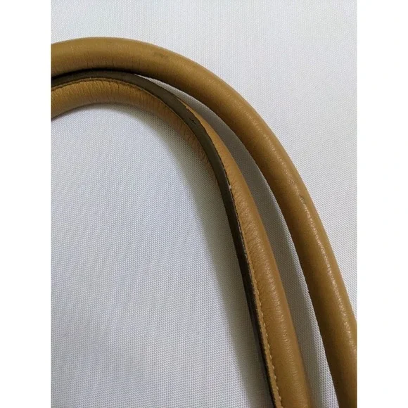 HYPE Genuine Leather Tan Satchel Hobo Bag Purse Studs Studded Bronze Hardware - Picture 9 of 9